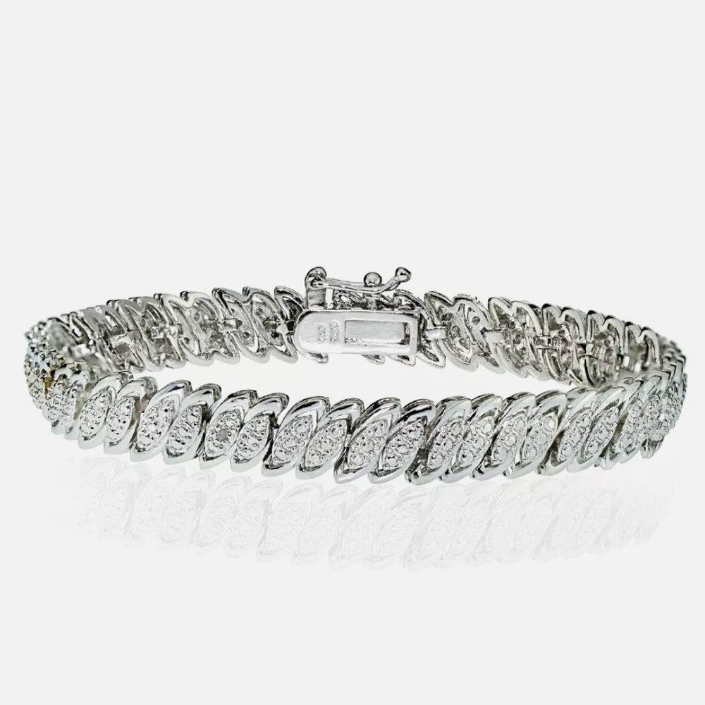 New Genuine 1.25ctw Diamond Tennis Bracelet 7.5” in Sterling Silver!